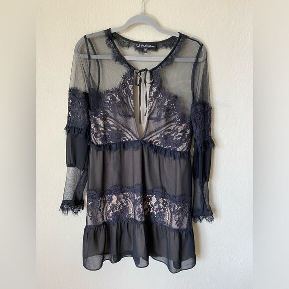 For Love and Lemons Alexa Mini Black Dress Sheer Lace Size M - Picture 8 of 11